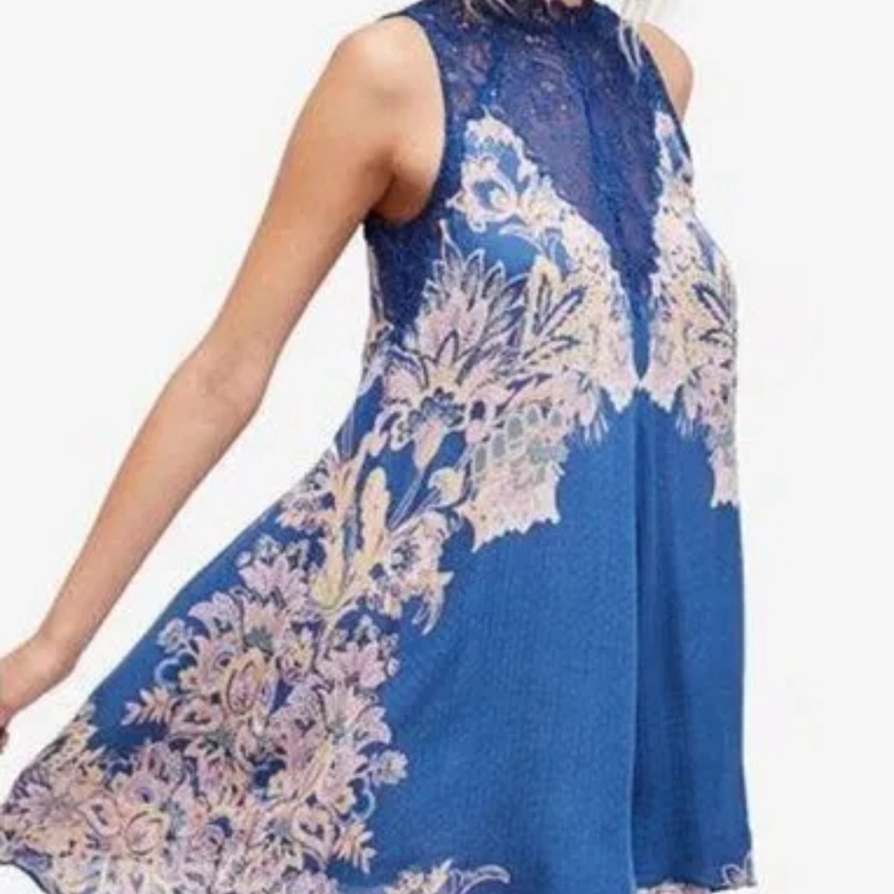 Blue Floral Free People Tunic Dress